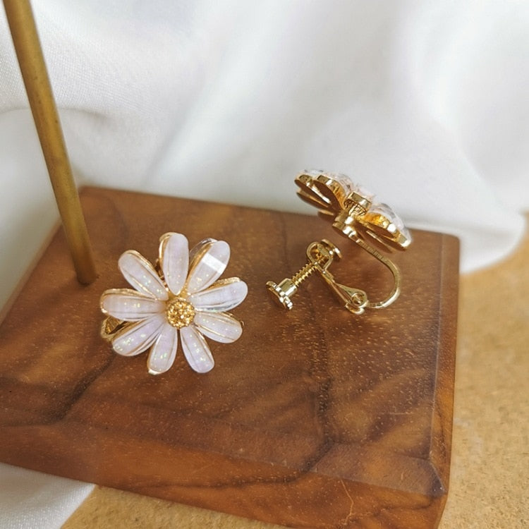 Flower Clip on Earrings