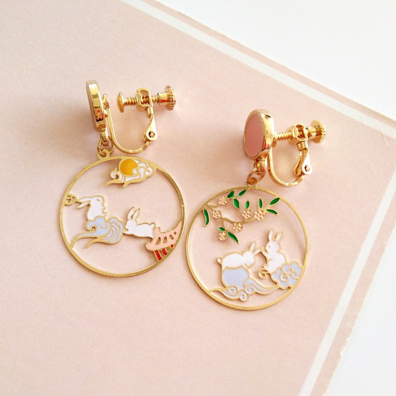 Bunny Rabbit Clip on Earrings