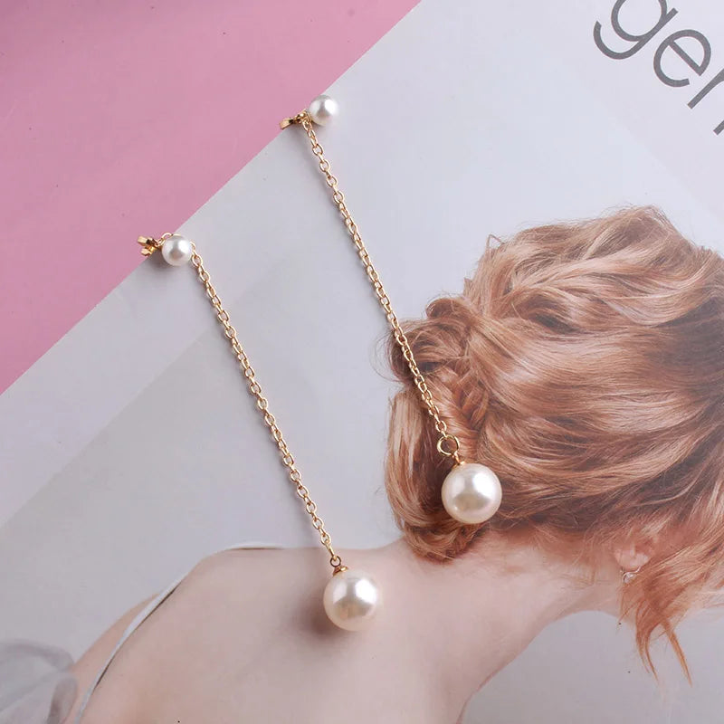 Long Pearl  Clip on Earrings