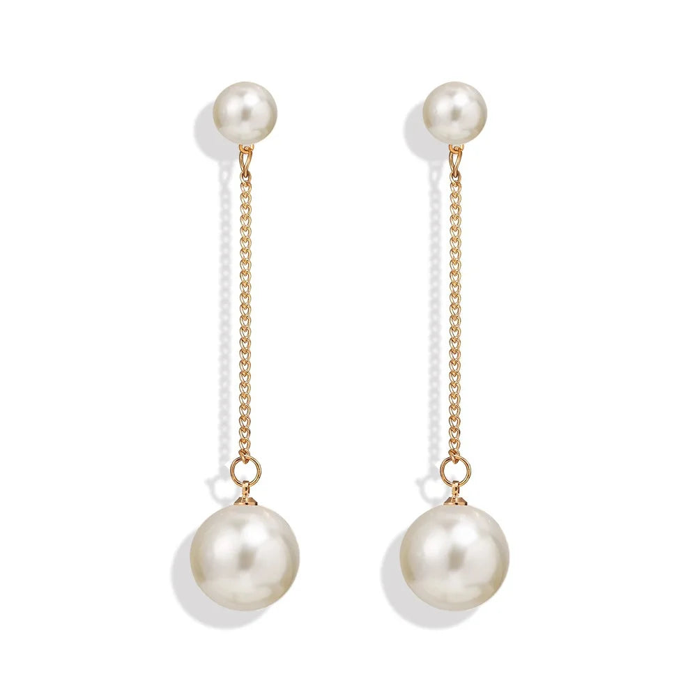 Long Pearl  Clip on Earrings