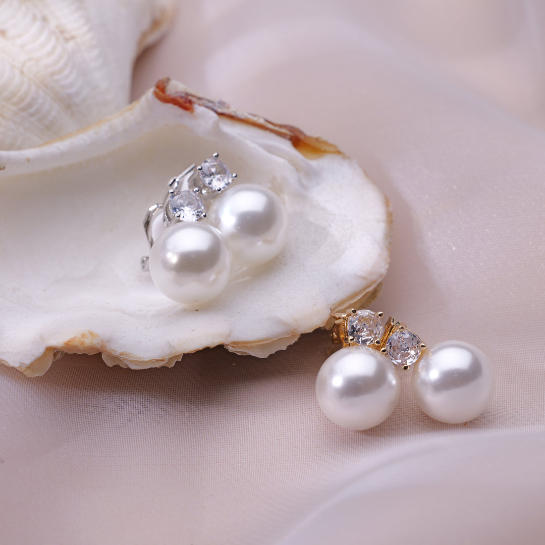 Pearl & Crystal Clip on Earrings