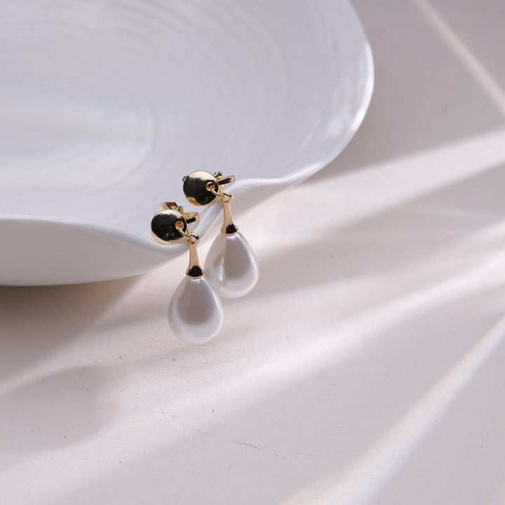 Classic Water Drop Simulated Pearl Clip On Earrings