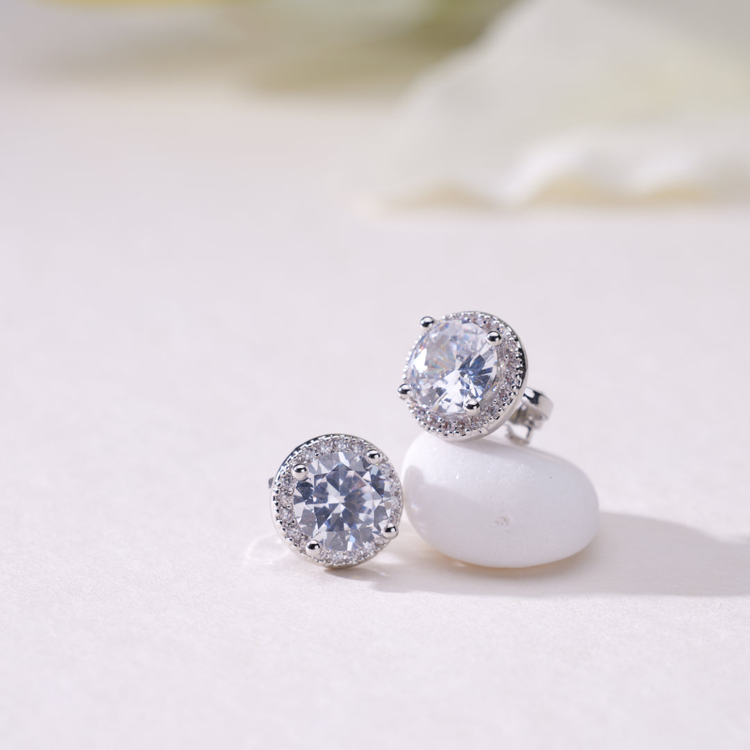 Cubic Zirconia Crystal Clip On Earrings