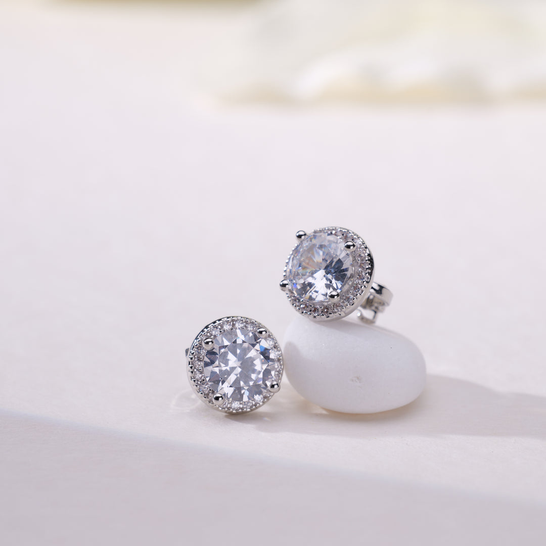 Cubic Zirconia Crystal Clip On Earrings