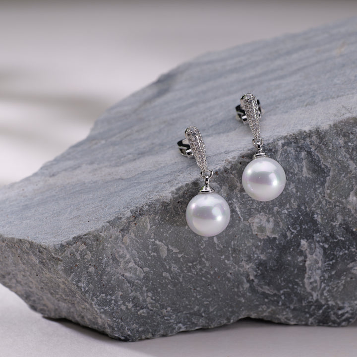 Premium Pearl Zirconia Crystal Clip on Earrings