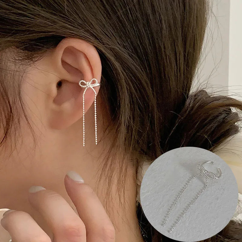 Silver Bow Ear Cuff (1P)