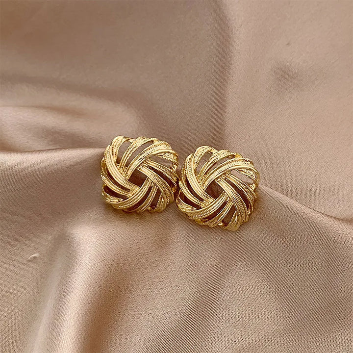 Gold Retro Clip on Earrings