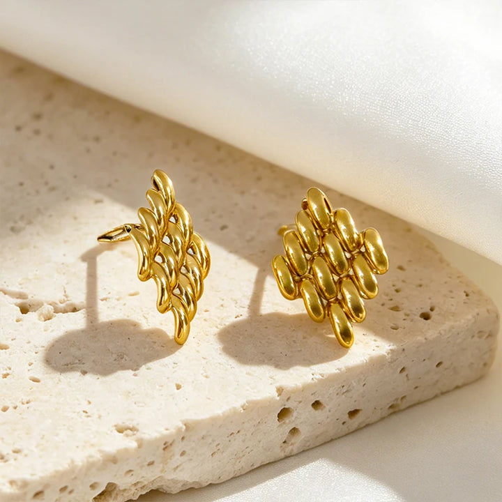 18K Gold Plated Rhomboid Clip on Earrings