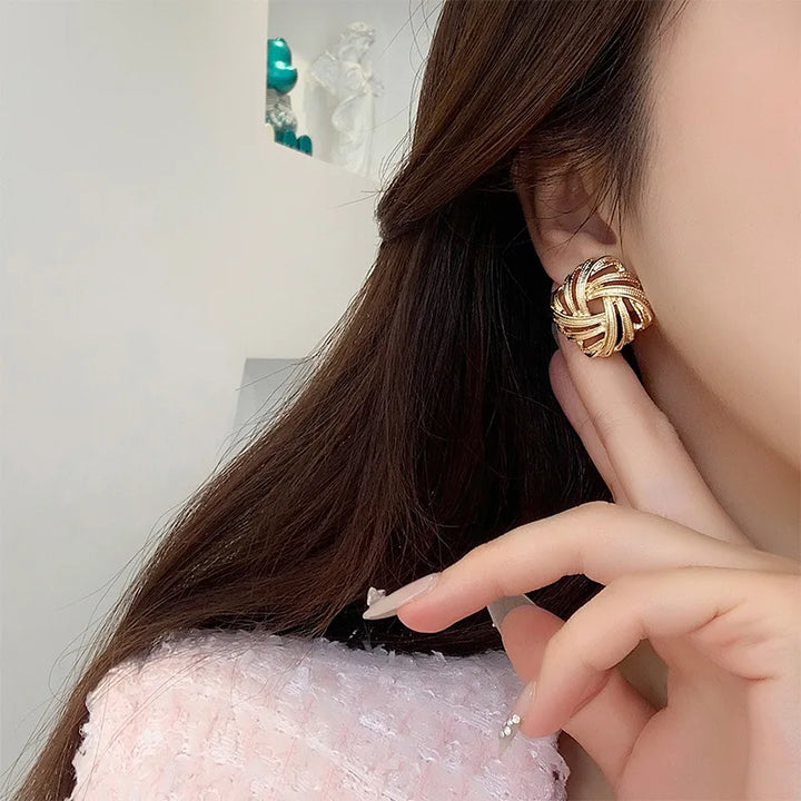 Gold Retro Clip on Earrings