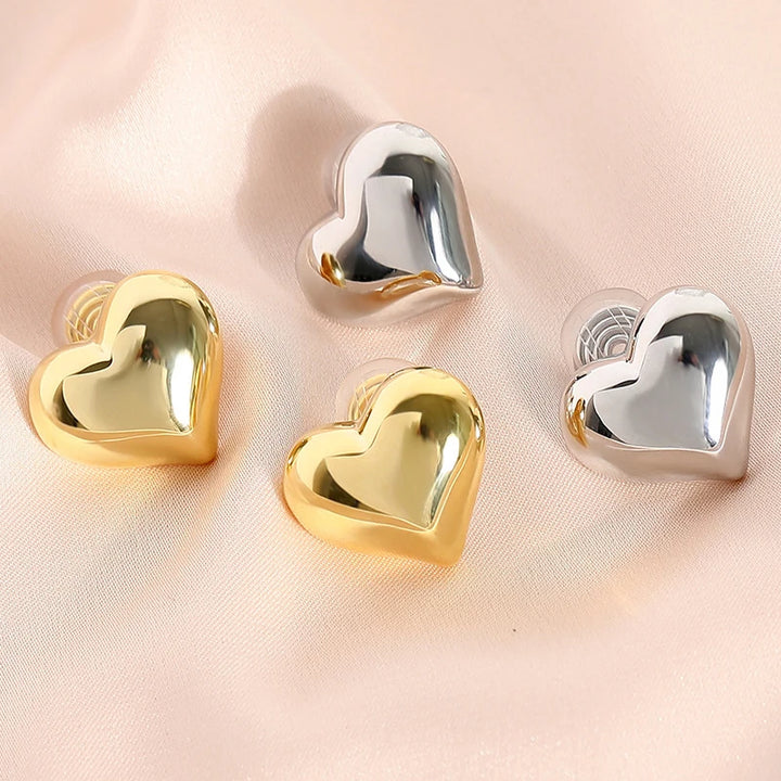 Simple Heart Brass Coil Earrings