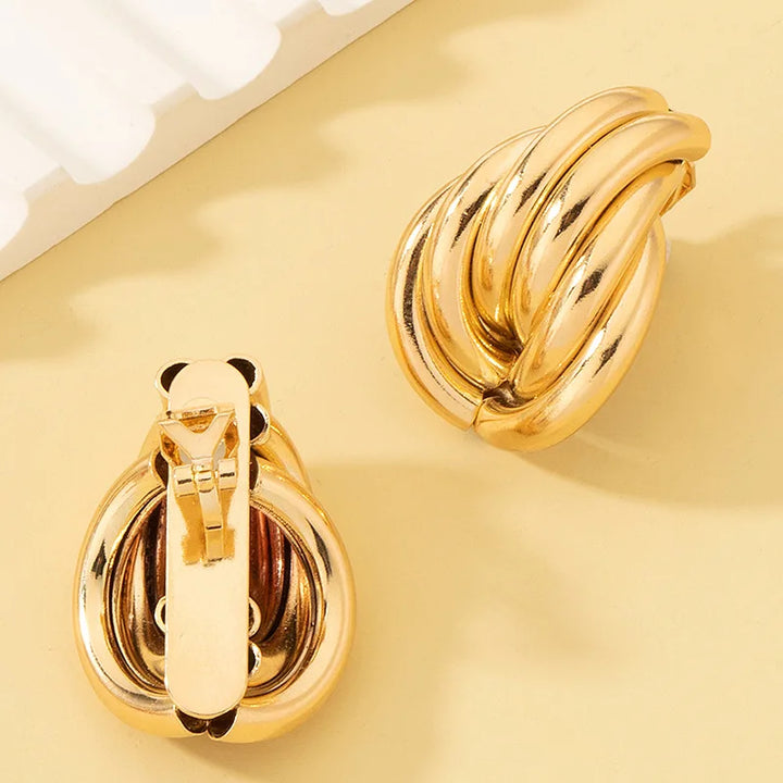 Gold Retro Clip on Earrings