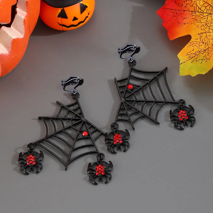 Spider Web Clip on Earrings