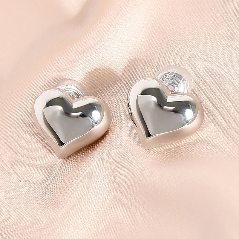 Simple Heart Brass Coil Earrings