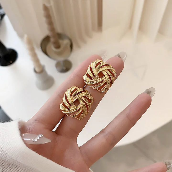 Gold Retro Clip on Earrings