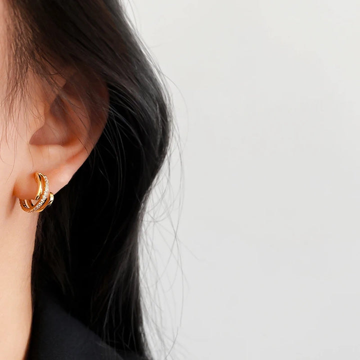 Zircon Brass Coil Earrings