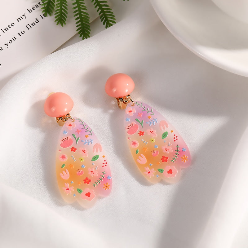 Colourful Clip on Earrings