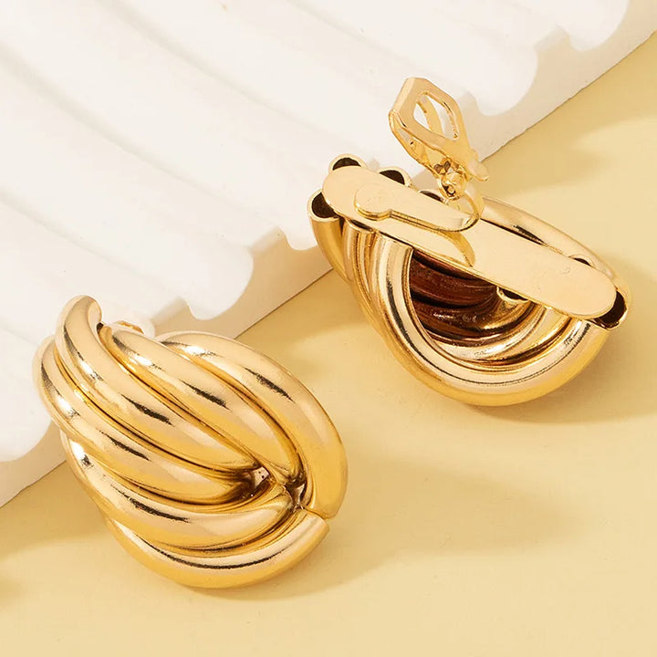 Gold Retro Clip on Earrings