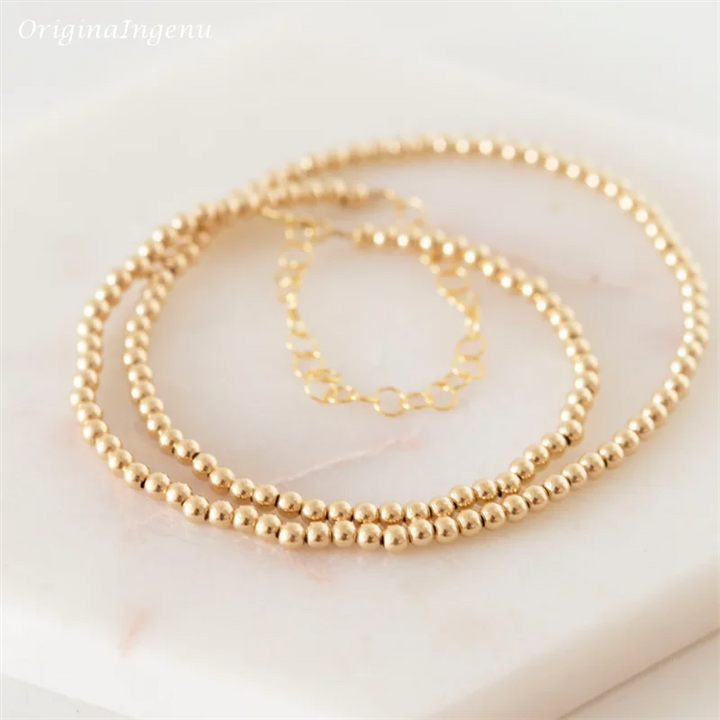 14k Gold Filled Bead Necklace Choker