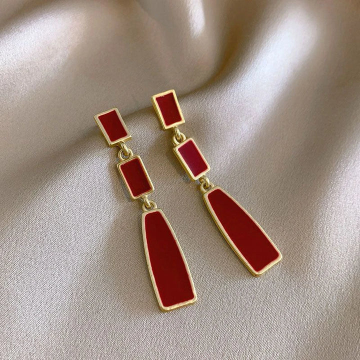 Red Enamel Clip on Earrings