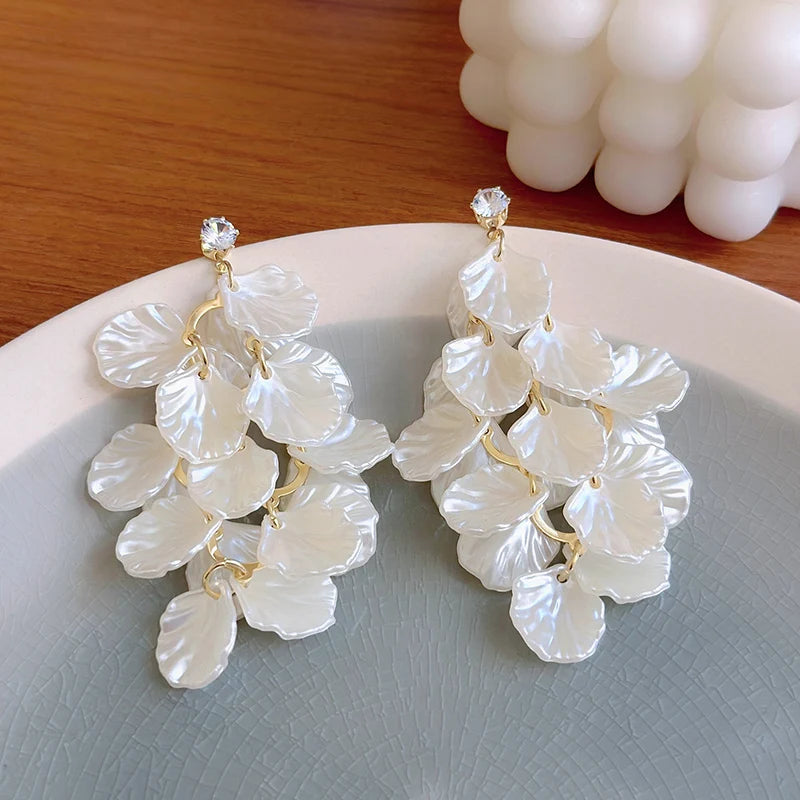 Flower Pearl Clip on Earrings