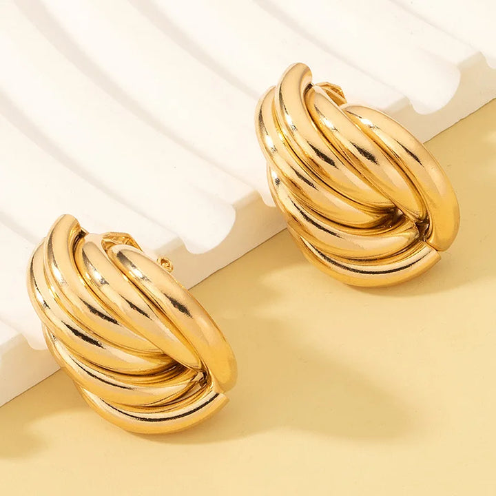 Gold Retro Clip on Earrings