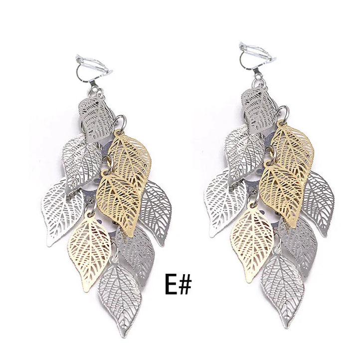 Multilayered Leaves Clip On Earrings