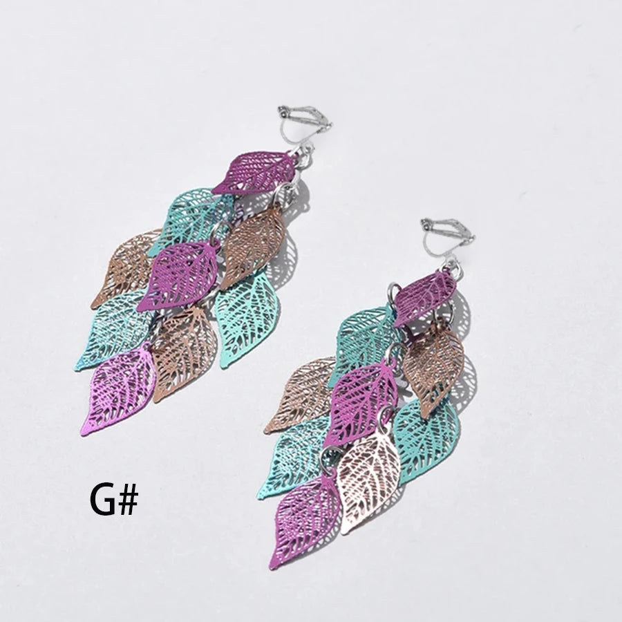 Multilayered Leaves Clip On Earrings