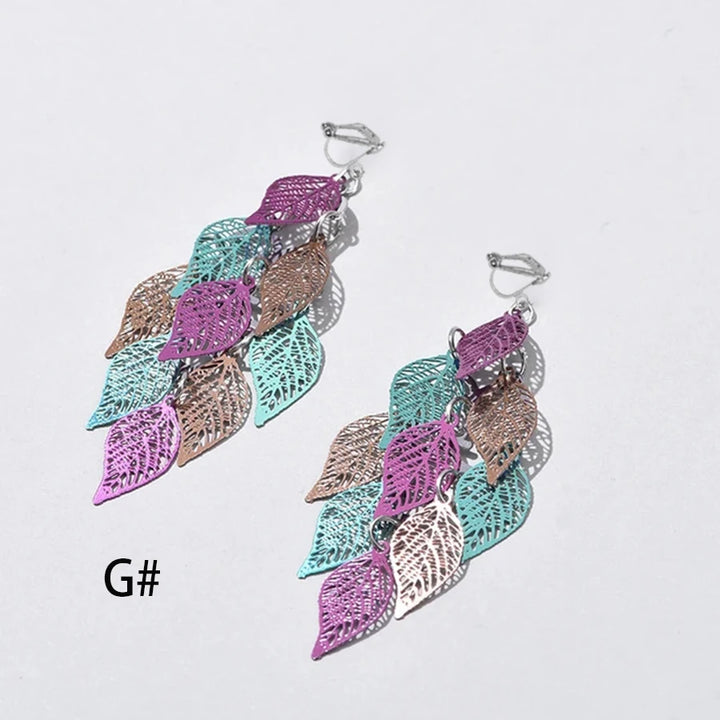 Multilayered Leaves Clip On Earrings