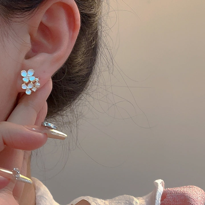 White Flower Clip on Earrings