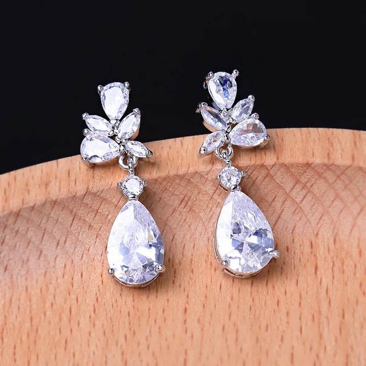 Water Drop Zirconia Clip on Earrings