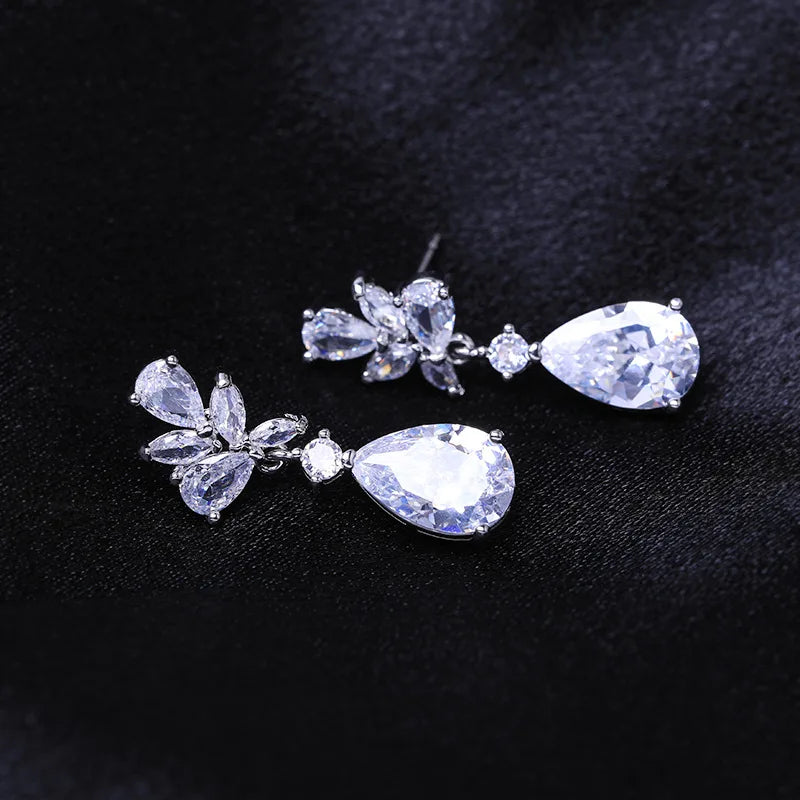 Water Drop Zirconia Clip on Earrings