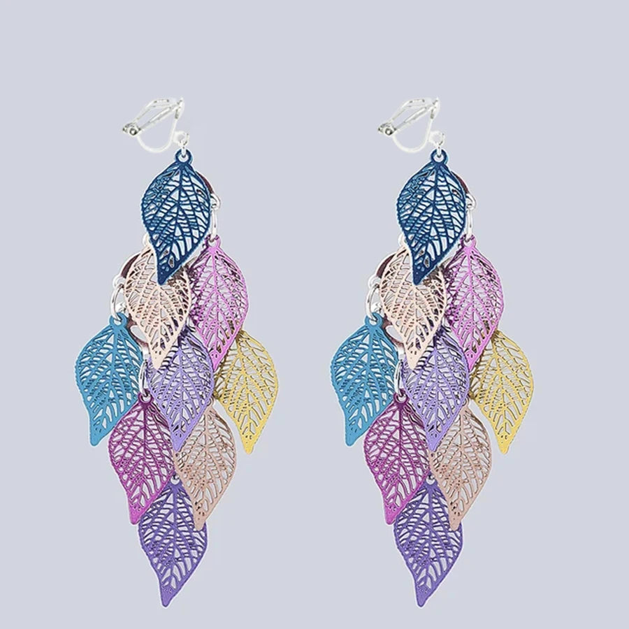 Multilayered Leaves Clip On Earrings