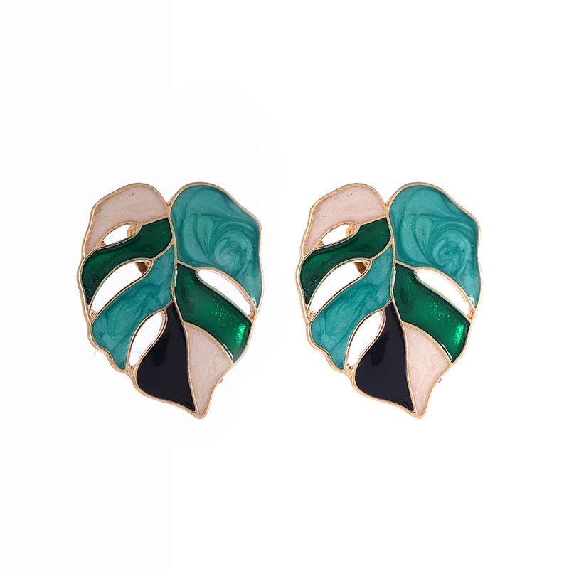 Monstera Leaf Clip on Earrings