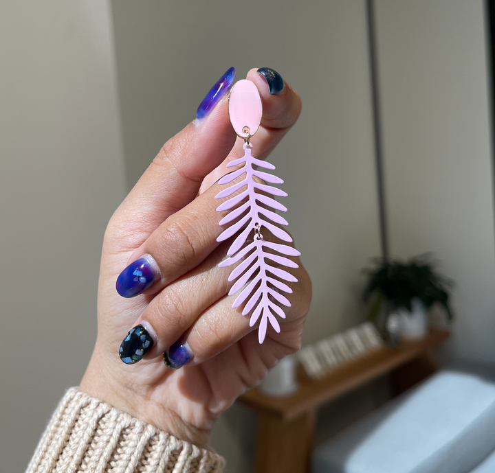 Long Leaf Clip on Earrings