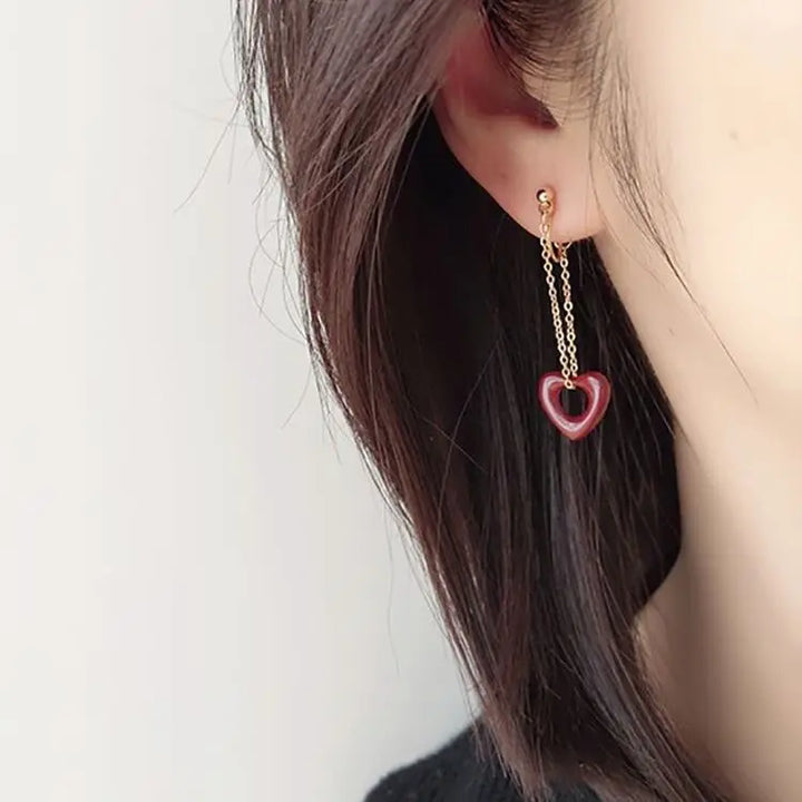 Red Heart Brass Coil Earrings