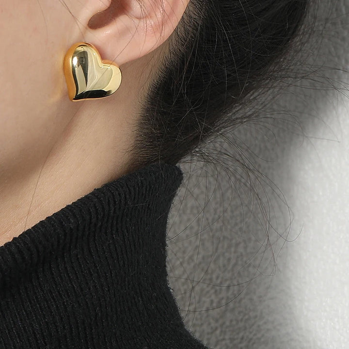 Simple Heart Brass Coil Earrings