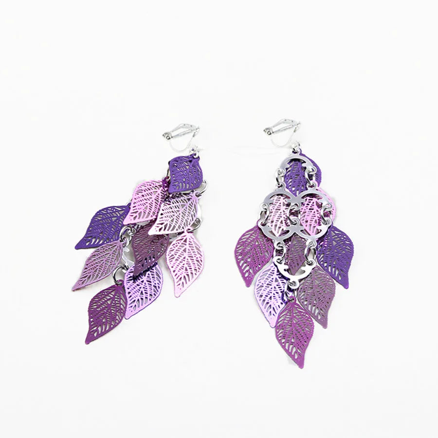 Multilayered Leaves Clip On Earrings