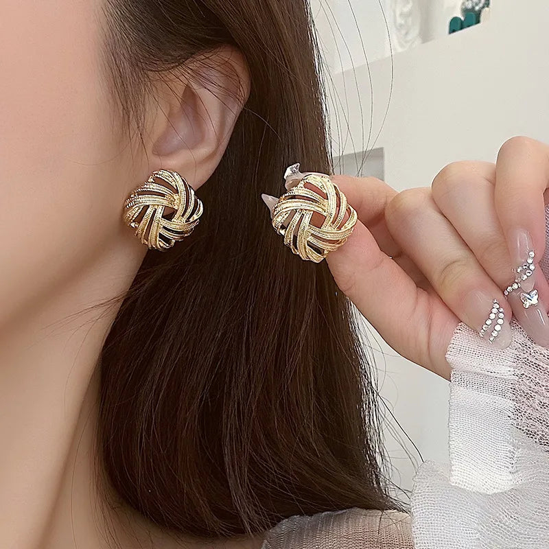 Gold Retro Clip on Earrings