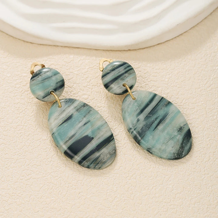 Handmade Marble Clip on Earrings