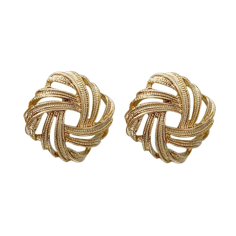 Gold Retro Clip on Earrings