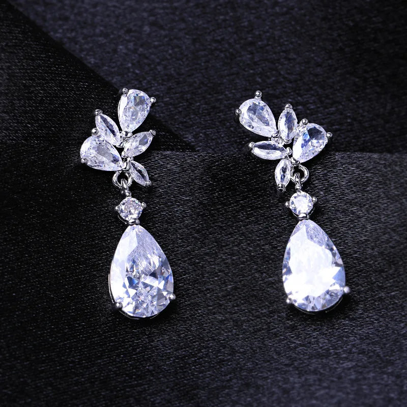 Water Drop Zirconia Clip on Earrings