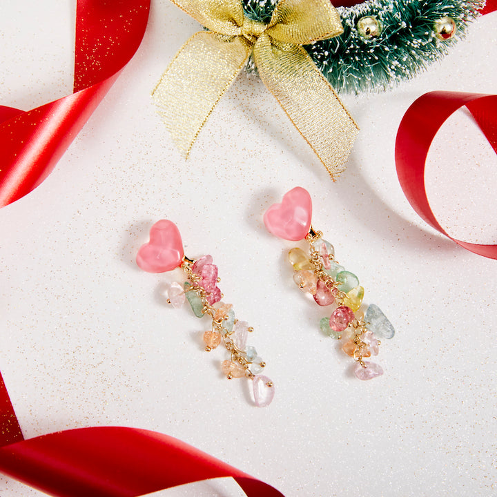 Pink Heart Holidays Clip on Earrings