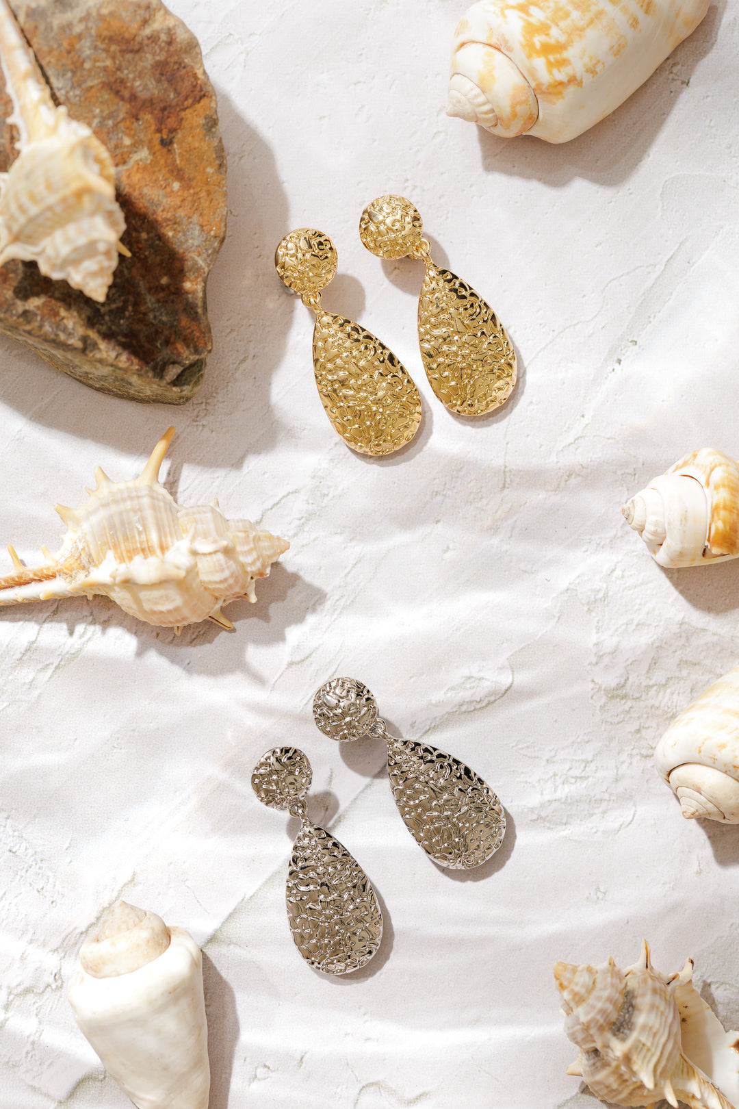 Vintage Hammered Teardrop Clip on Earrings