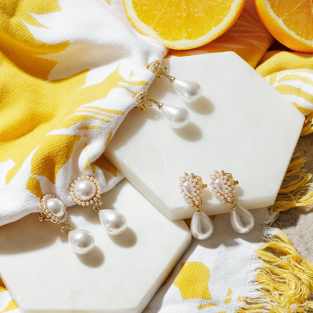 Classic Water Drop Simulated Pearl Clip On Earrings