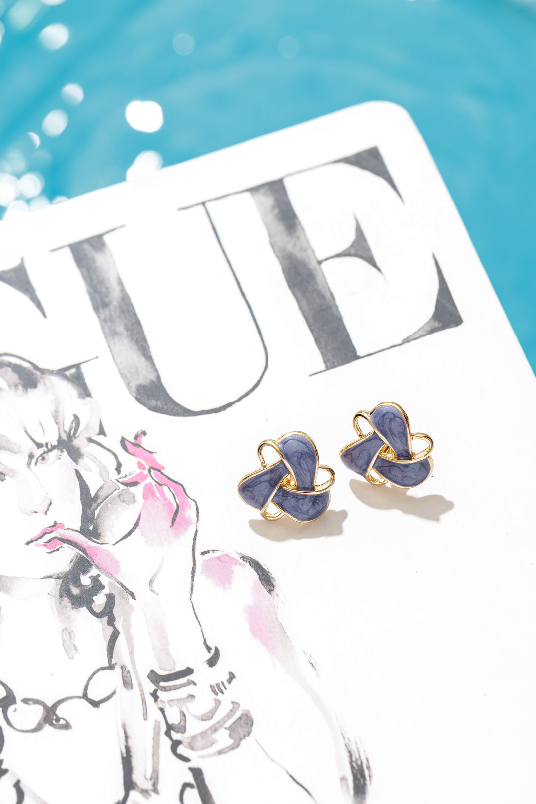 Retro Blue Clip on Earrings