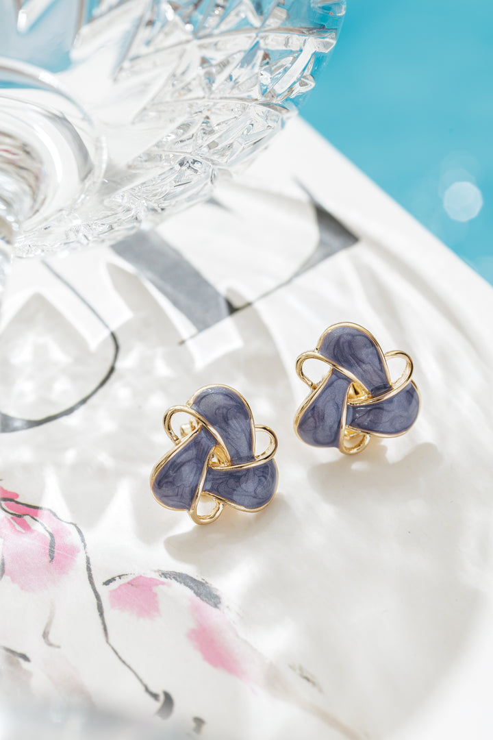 Retro Blue Clip on Earrings
