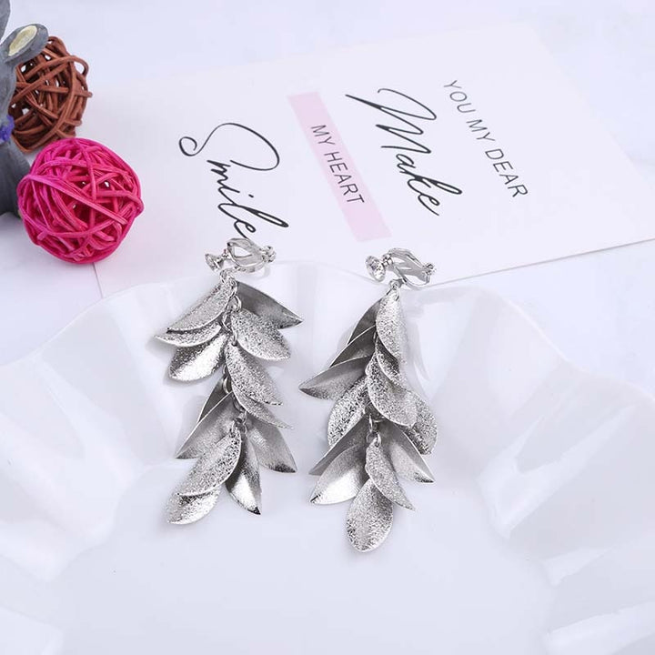 Leaves String Clip On Earrings