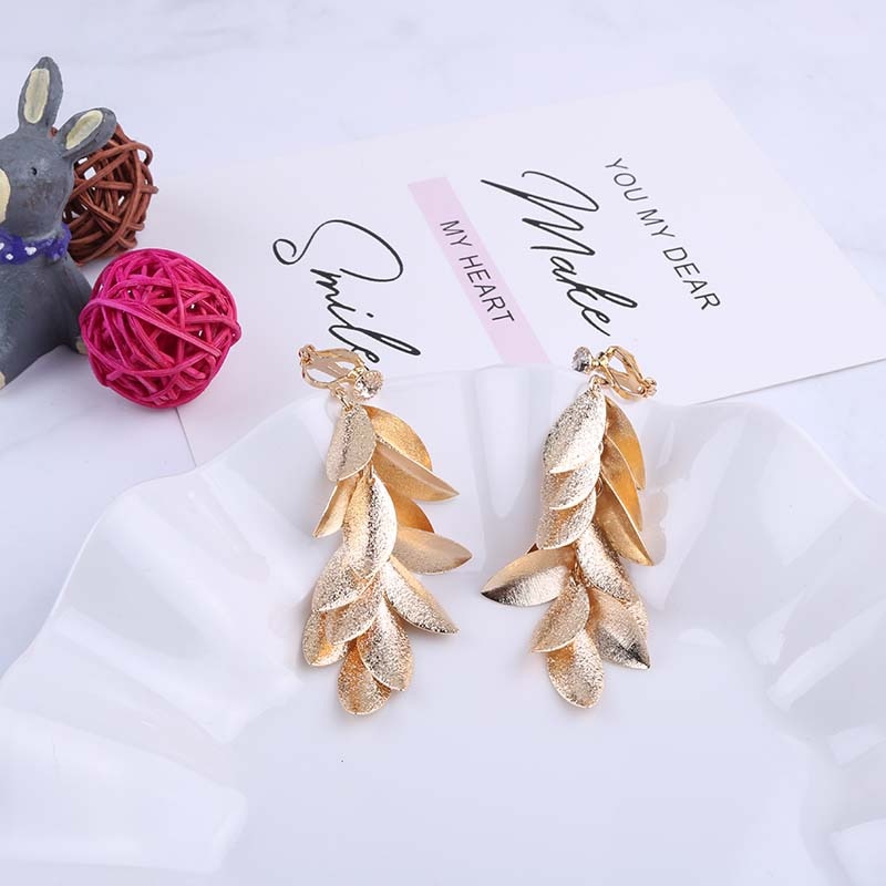 Leaves String Clip On Earrings