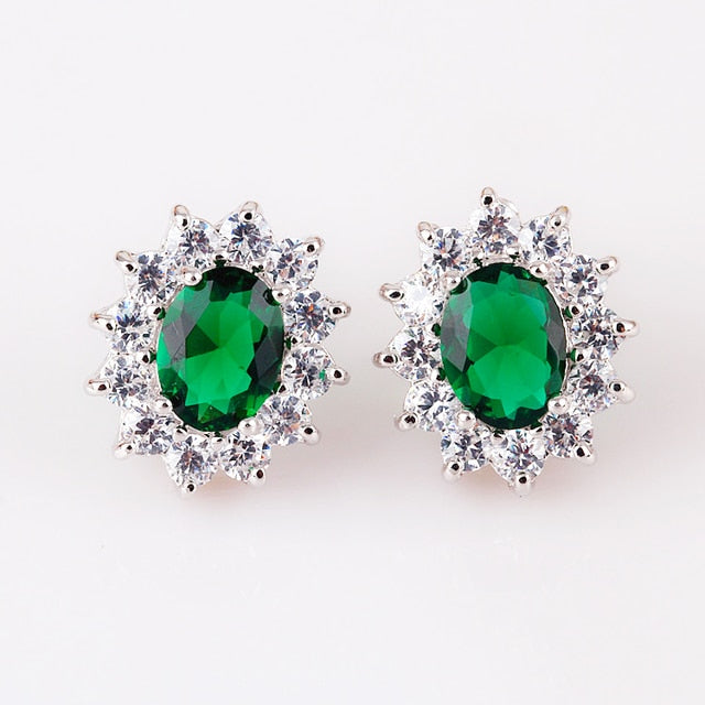 Premium Zirconia Crystal Oval Clip on Earrings