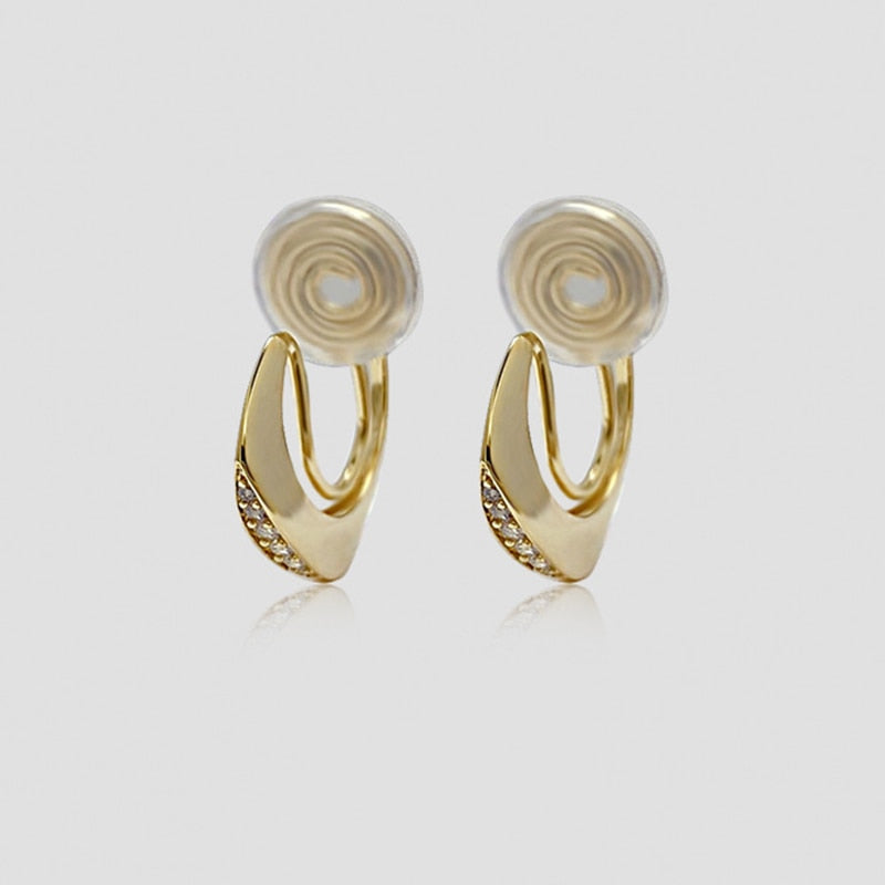 Gold Zircon Irregular Geometric Brass Coil Earrings